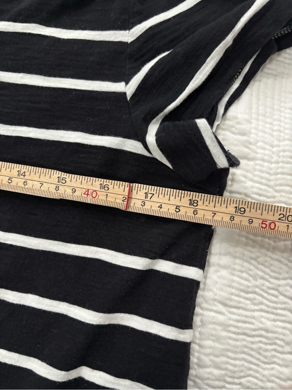 LOFT Black and White Striped V-Neck Short Sleeve Tee - Picture 4 of 7
